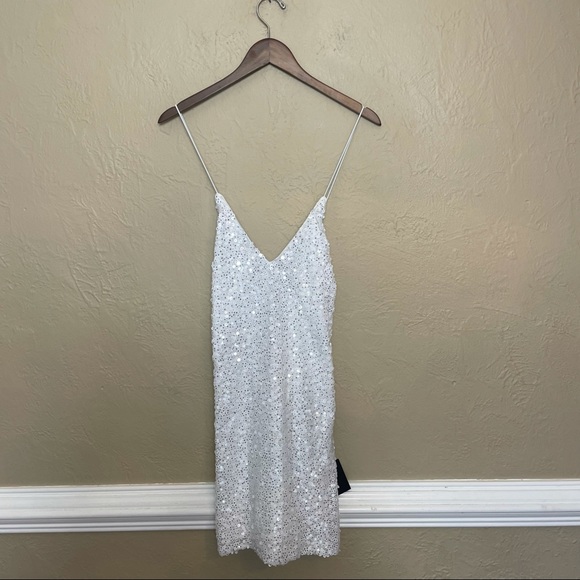 LULUS Force Of Fashion White Backless Sequin Mini Dress Large - Picture 7 of 8